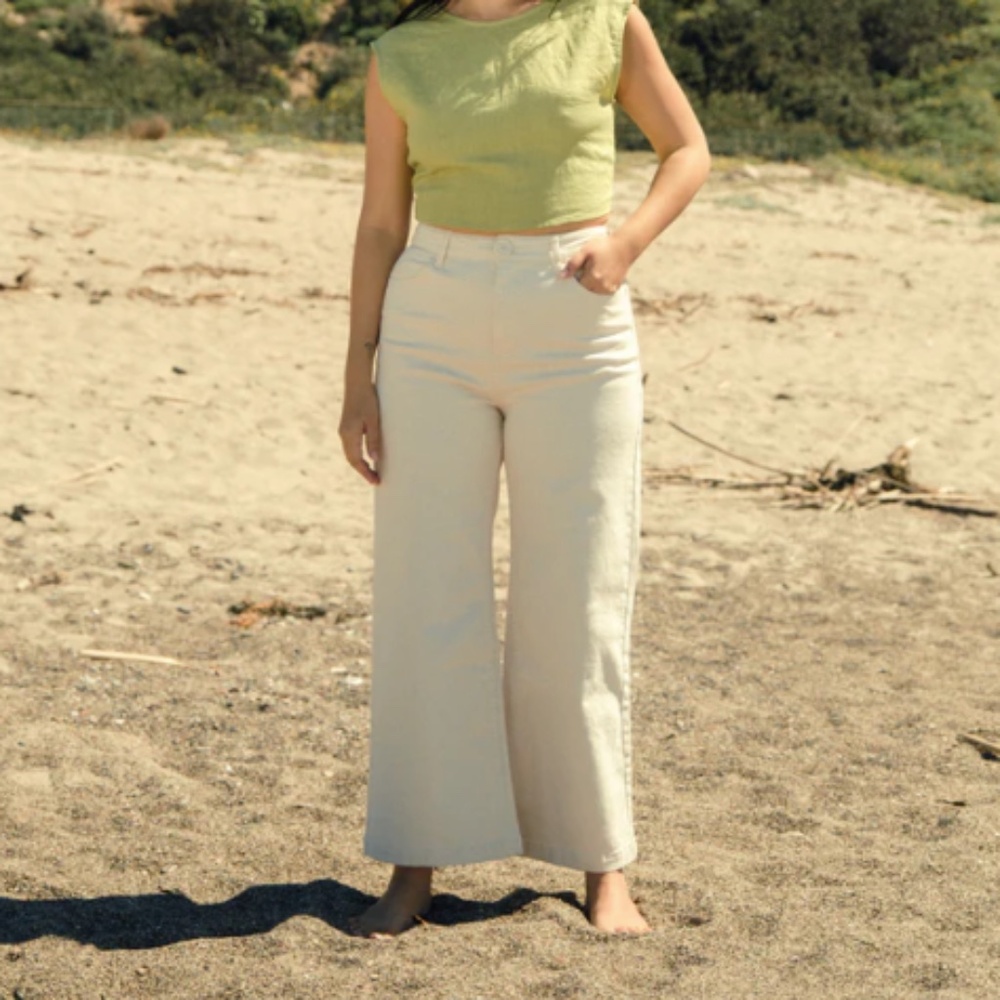 Whimsy & Row Flora Wide Leg Pants - Bone - NWT